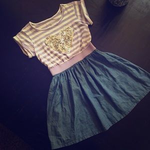 Girls Dress with Sequin Heart